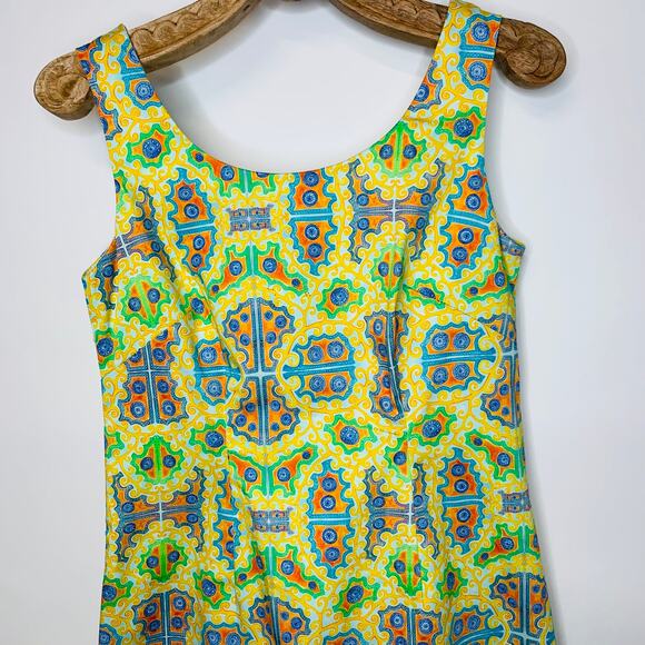 Kaeli Smith Sheath Dress  Sz 2 Yellow Medallion - Picture 7 of 8